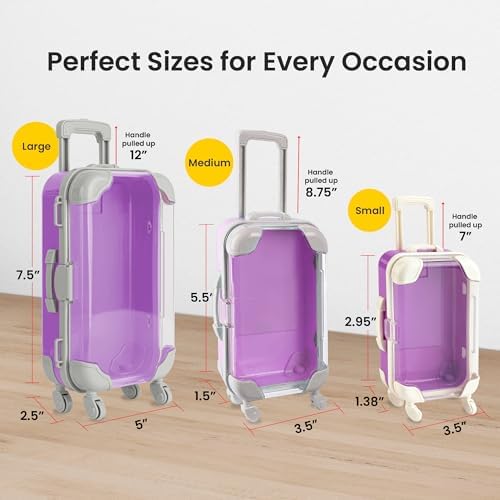 Hammont 3 Pack Mini Suitcase Storage Boxes - Purple