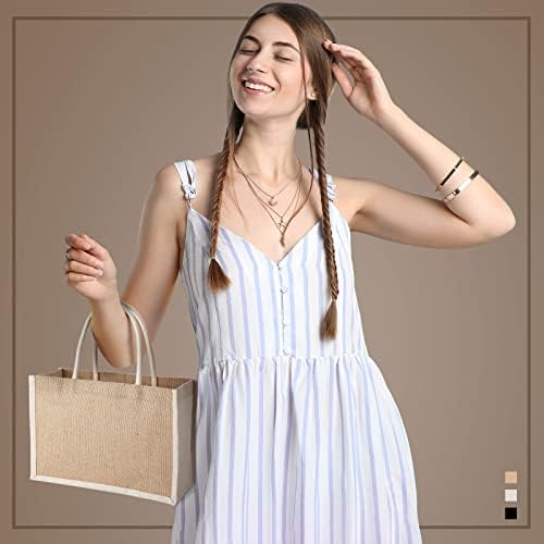 Boao 10 Pcs Burlap Tote Bags with Handles for Bridesmaids and Weddings