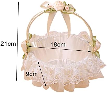 Flower Girl Basket with Bowknot and Lace Design