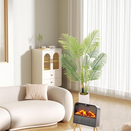 Artificial Fake Palm Tree 4ft with White Planter and Free Moss