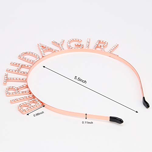 AOPRIE Rose Gold Birthday Girl Crown with Sash