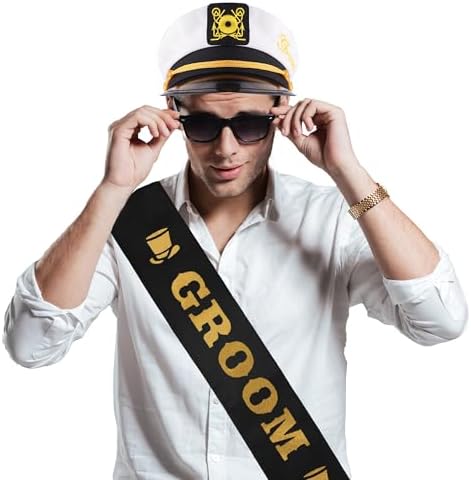 Bachelor Party Captains Hat Sunglasses Sash Set 1