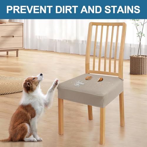 Smiry Waterproof Seat Covers Set of 4 for Dining Chairs Taupe