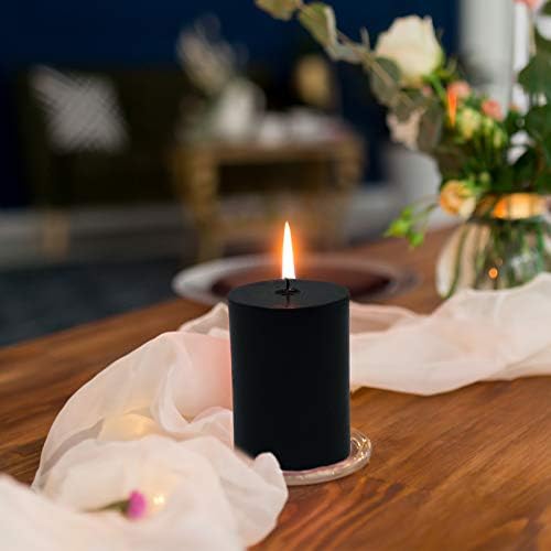 HOSVOT 2x3 Inch Black Pillar Candles Set of 12