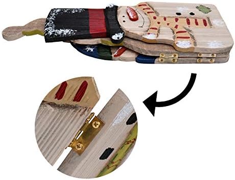 E-View Christmas Decorations Wooden Folding Triple Snowmen Screen 1