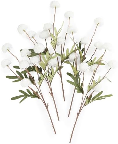 Floroom 5pcs Faux Silk Pompon Mums Artificial Flowers White 1