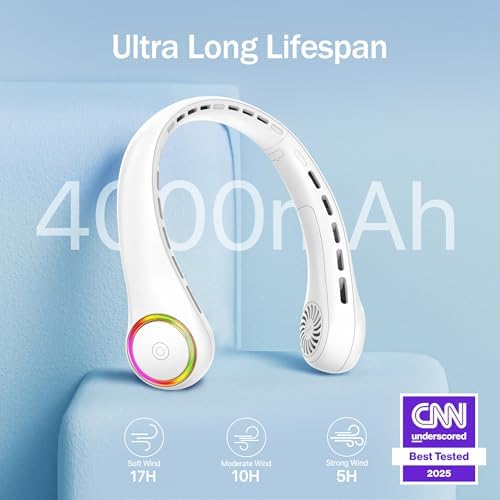 GULAKI Portable Neck Fan with 64 Cool Lights and 3 Speeds