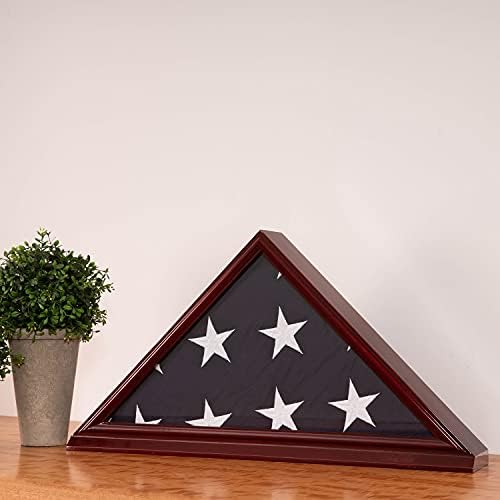 Bey-Berk Custom Personalized Solid Wood Triangle Flag Display Case