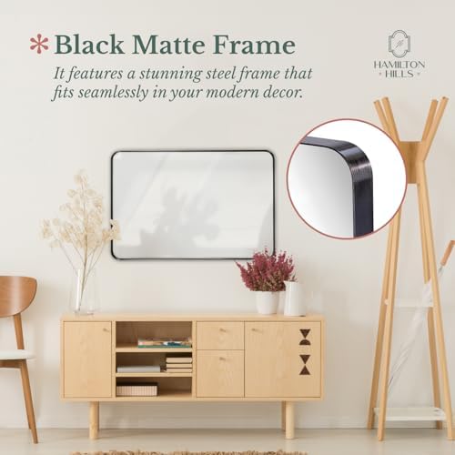 Hamilton Hills 24x36 Inch Black Frame Metal Mirror