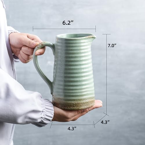 Quoowiit Ceramic Rustic Vase with Handle