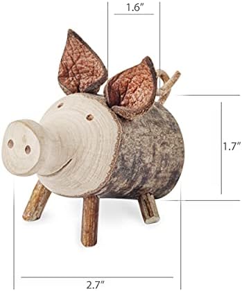 Wooden Pig Figurine - 27 Inch Cute Animal Decor