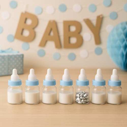 Baby Shower Favor - 36 Pack Mini Milk Bottle Blue