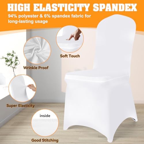 100 PCS White Polyester Spandex Chair Covers for Events