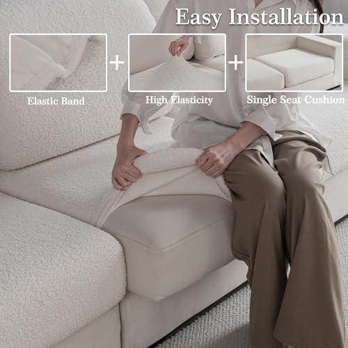 OHSIO Stretch Sofa Slipcover - 1 Piece Ivory Back Cushion Cover