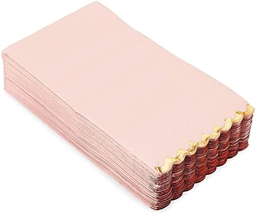 Sparkle and Bash 50 Pack Pink Dinner Napkins with Gold Foil Edges