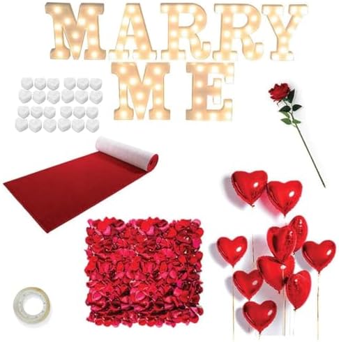 Proposal Decorations Kit with LED Letters and Rose Petals