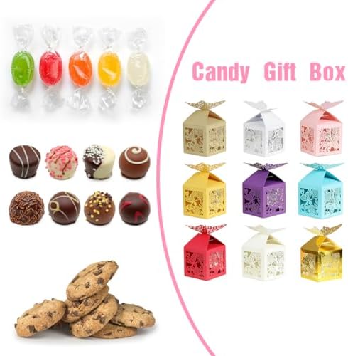 EUBUY 50 Piece Hollow Butterfly Favor Boxes for Wedding