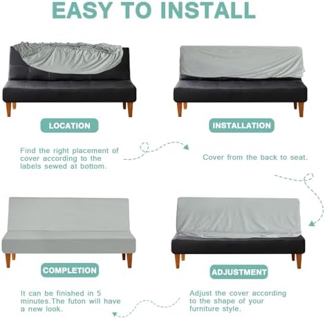 Luv4babe Waterproof Futon Cover for Armless Sofa Bed Gray 1
