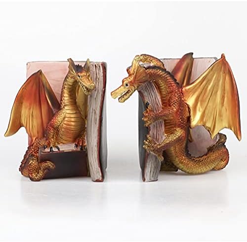 Hztyyier Dragon Bookend Set for Home Office Bookshelf Decoration