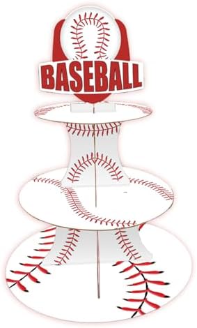 Baseball Themed Cake Stand with 3 Tiers and Topper