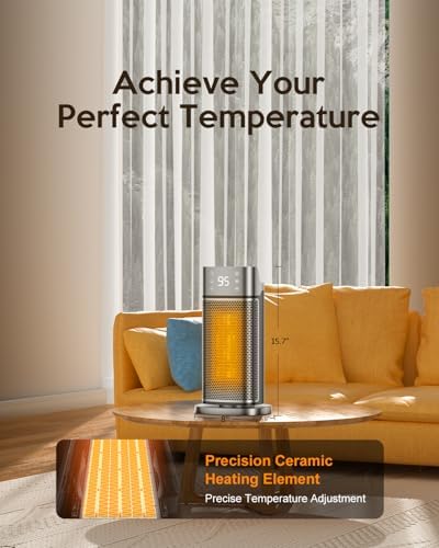 1500W PTC Ceramic Space Heater with Remote and Thermostat