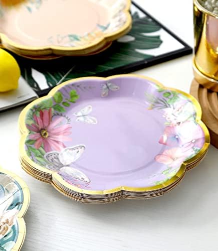Winoo Design Floral Paper Plates 48-Pack 9-Inch