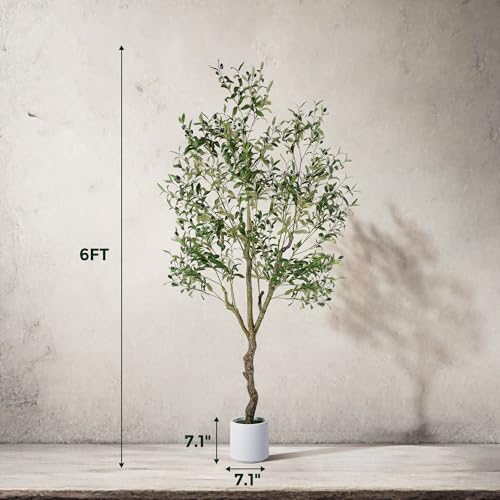 Artificial Olive Tree 6FT Realistic Faux Potted Plant 2 Pack