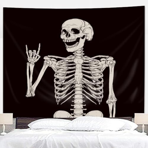 Riyidecor Skull Skeleton Tapestry Wall Hanging 51x59 Inch