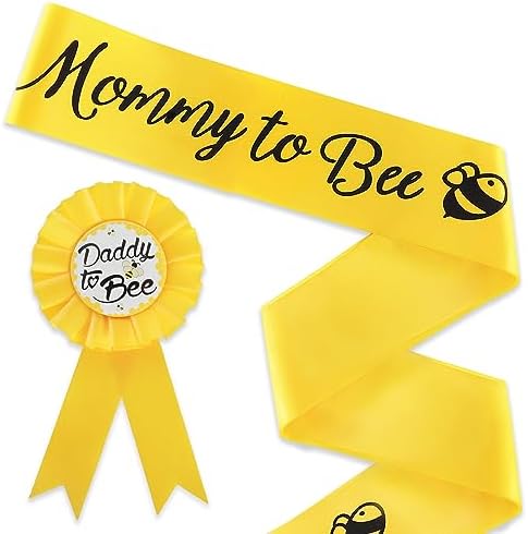 Grevosea Baby Shower Sash Badge Set for Mom and Dad