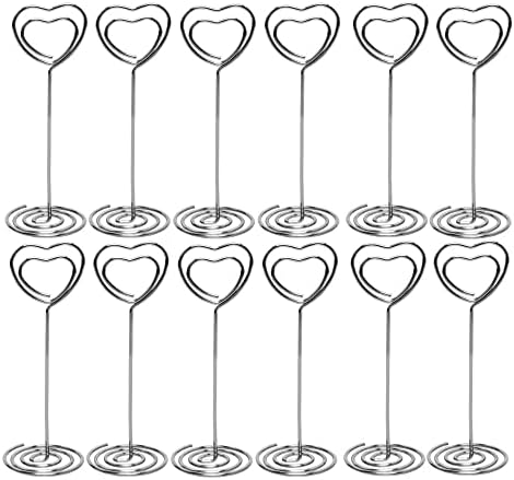Elegant Heart Shape Table Card Holder Set of 25 Silver