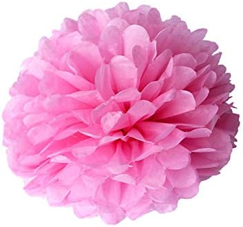 2Pcs Pink Handmade Paper Flower Pom Poms for Wedding Decoration