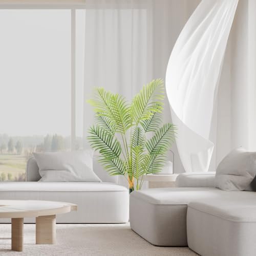 Artificial Fake Palm Tree 4ft with White Planter and Free Moss