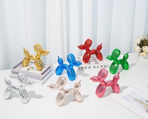 Disco Red Balloon Dog Statue Decor 7 Inch