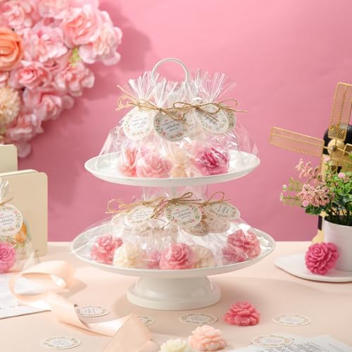 Demissle 20 Pack Flower Mini Soap Favors Dark Pink