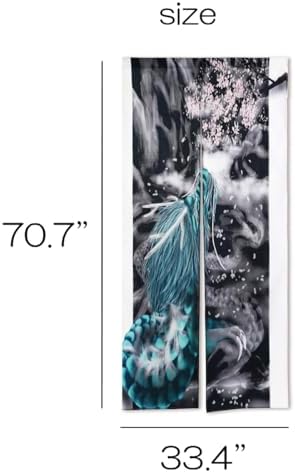 nextdesign Noren Doorway Curtain with Dragon and Sakura Print
