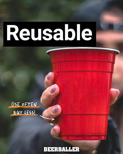 Red Cups Set - 24 Cups 3 Balls 16oz Reusable Dishwasher Safe