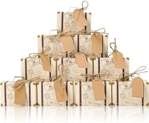 VGOODALL 50PCS Mini Suitcase Party Favor Box for Travel Themed Events