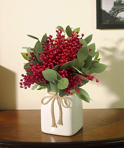 GREENTIME Artificial Red Berry Stems 8 Pack