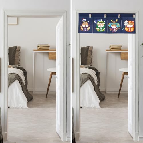 Japanese Noren Curtain 4 Panel Shiba Inu Theme Doorway Divider