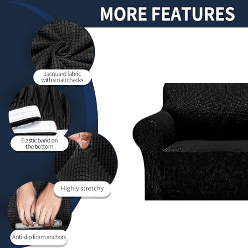 Cupuamon Stretch Loveseat Sofa Slipcovers - Black