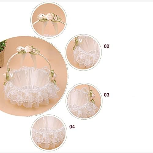 Flower Girl Basket with Bowknot and Lace Design