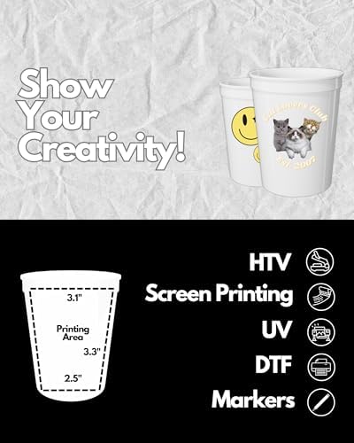 PartyPrints 10 Pack 16 oz White Reusable Plastic Cups