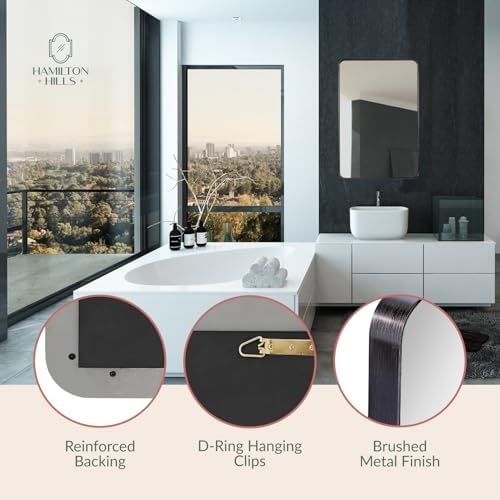 Hamilton Hills 24x36 Inch Black Frame Metal Mirror