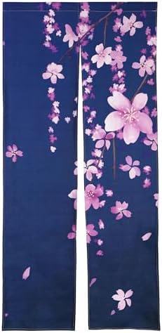 Noren Japanese Style Doorway Curtain with Cherry Blossom Sakura Pattern