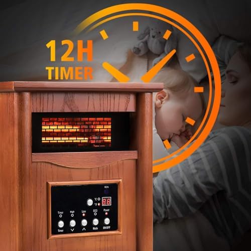 Electric Infrared Space Heater with 3 Heat Settings and Remote Control