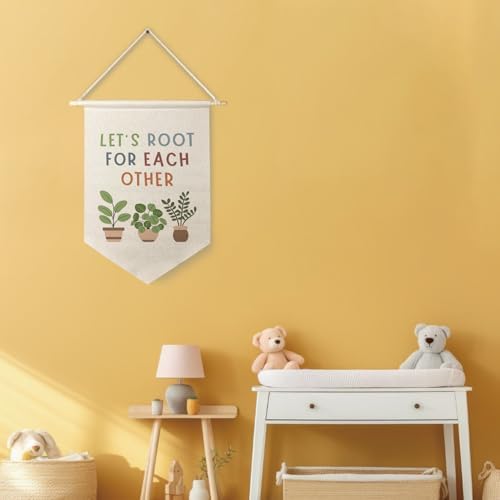 Qpenm Lets Root for Each Other Wall Hanging Canvas Banner