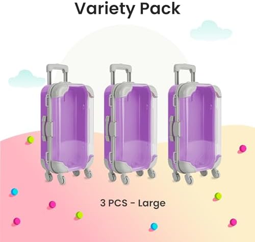 Hammont 3 Pack Mini Suitcase Storage Boxes - Purple