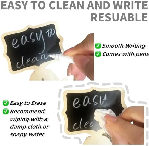 20 Pack Mini Chalkboard Signs with Stand and Markers