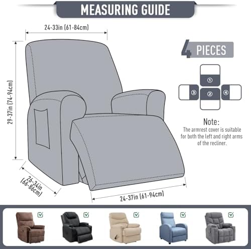 TAOCOCO Recliner Cover 4-Piece Set
