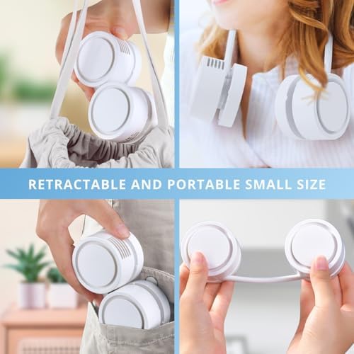 Bladeless Neck Fan 4000mAh Rechargeable 3 Speeds Travel Outdoor Fan